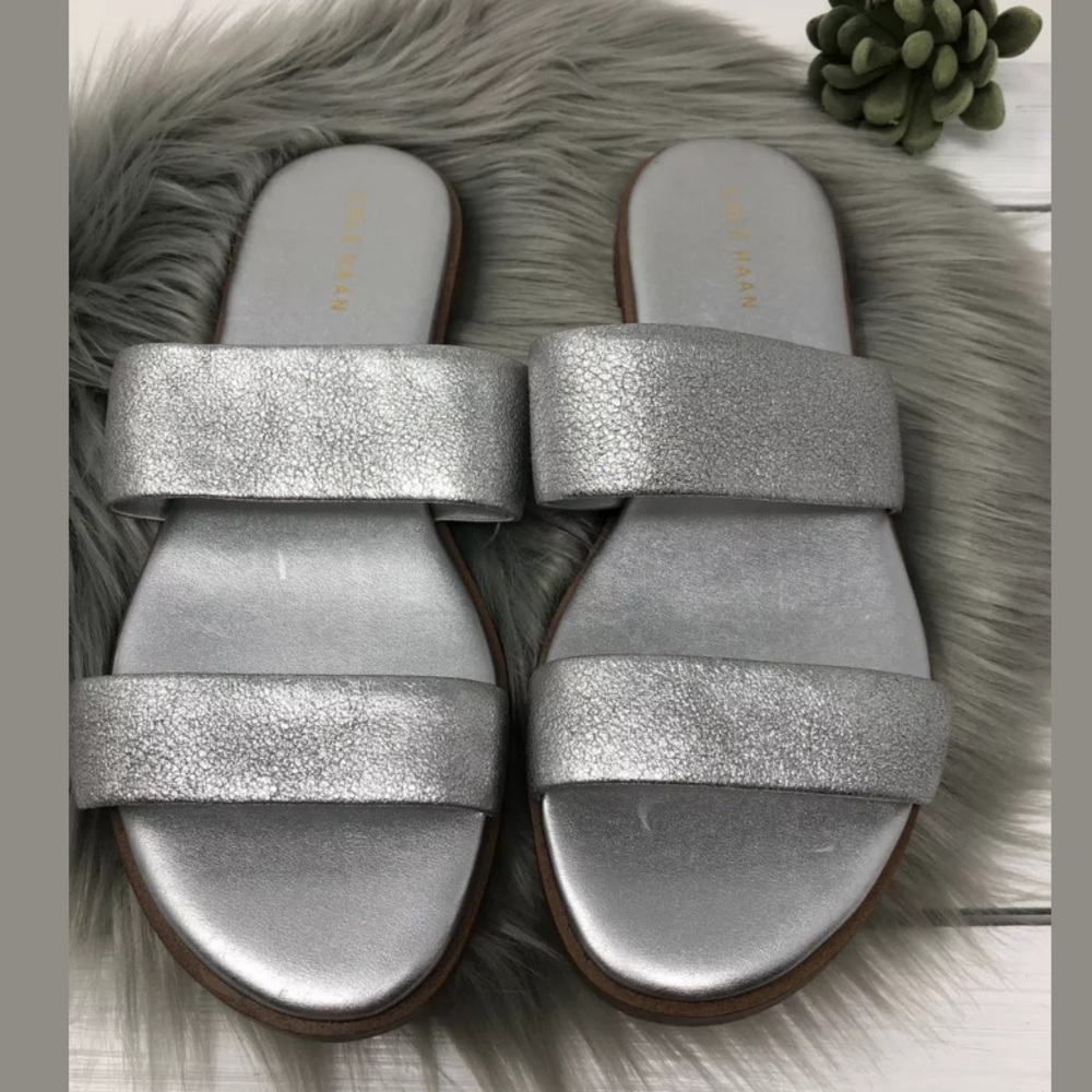 Cole Haan Findra Sandal 6.5 Sliver Leather